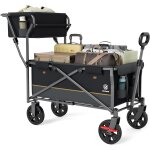 Chariot de transport pliable pousser&tirer avec frein, panier a provisions, porte - gobelets, poche latrale, ...