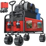 Chariot de transport avec pneus larges, 2 poches en filet pliable pneus en caoutchouc massif remorque ... Chariot de transport avec pneus larges, 2 poches en filet pliable pneus en caoutchouc massif remorque ...