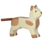 Figurine chat, marron et blanc