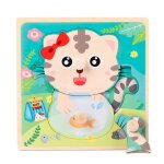 Chat - puzzle 3d en bois pour bb, jouets educatifs, animaux de dessin anim, apprentissage prcoce ...