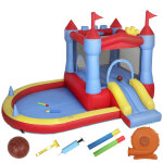 Ch�teau gonflable 4 en 1 piscine toboggan trampoline panier de basket
