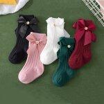 Chaussettes antid�rapantes a gros noeud pour b�b�, accessoires de v�tements pour filles et gar�ons, longues ...