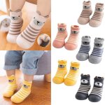Chaussettes en caoutchouc pour bbs garons et filles, solides, chaudes, tricotes, semelles souples, ...