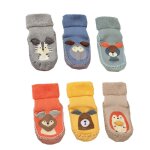 Chaussettes chaudes et epaisses pour bb, chaussons d'hiver a semelles en en caoutchouc pour garon ...