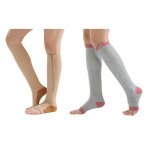 Chaussettes de compression en nylon avec fermeture eclair, 4 pi�ces, support de genou, couleur xxl, gris, ...