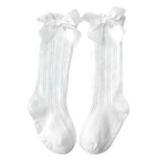 Chaussettes pour enfants filles, gros nud aux genoux, en coton, long et doux, vente en gros, vtements ...