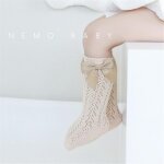 Chaussettes d'�t� pour enfants espagnoles, tube en maille, section fine, long noeud, ajour�, accessoires ...