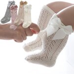 Chaussettes hautes colores pour bb fille, bas tubulaires a volants et n?ud, chaussettes princesse ...