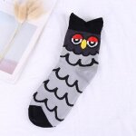 Chaussettes kawaii en coton pour femmes, motif dessin anim�, animaux, hibou, points imprim�s, joyeuses, ...