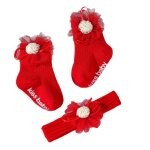 Chaussettes pour nouveau - né fille, 2 pièces, bandeau doux pour bébé, accessoires pour cheveux Chaussettes pour nouveau - né fille, 2 pièces, bandeau doux pour bébé, accessoires pour cheveux