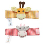 Chaussettes en peluche de dessin anim� pour b�b�, hochets de poignet pour nouveau - n�, jouets d'animaux ...