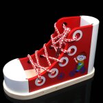 Chaussures en bois avec lacets pour b�b�s, jouets educatifs pour enfants, jeu d'entra�nement d'�veil ...