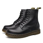 Chaussures en cuir pour femmes, montantes, a la mode, pour la neige, bottes de moto, noires, unisexes ...
