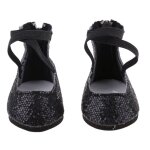 Chaussures de danse a fermeture eclair pour poup�es am�ricaines, 18 pouces, noires