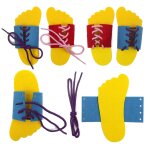 Chaussures de la�age tiss�es, 4 paires, jouets educatifs, cadeaux a enrouler, activit� de motricit� fine, ...