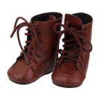 Chaussures marrons a lacets pour poupes gotz amricaines my life, vtements de 18 pouces