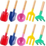 Checarzhn - - no1 - lot de 10 outils de jardinage pour enfants, 20 cm, jouet de plage en mtal, cuillre, ...