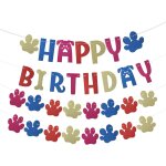 Checarzhn - - no1 - bannire de joyeux anniversaire patte de chien, panneau d'anniversaire personnalis ...