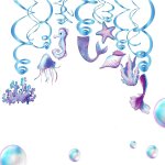 Checarzhn - - no1 - guirlande spirale sirne a suspendre, 8 pices dcoration d'anniversaire sirne coquillage ...