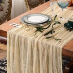 Chemin de table en etamine style bohème en gaze style rustique 118 pouces de lon pour mariage fête prénatale, ... Chemin de table en etamine style bohème en gaze style rustique 118 pouces de lon pour mariage fête prénatale, ...