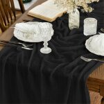 Chemins de table gaze mousseline bohême noir 300 cm, décoration de table de cuisine vacances mariage ... Chemins de table gaze mousseline bohême noir 300 cm, décoration de table de cuisine vacances mariage ...