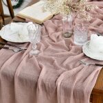 Chemins de table gaze mousseline bohme rose poussireux 400 cm, dcoration de table de cuisine vacances ...
