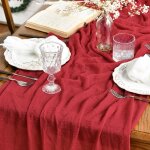 Chemins de table gaze mousseline bohme rouge 300 cm, dcoration de table de cuisine vacances mariage ...