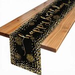 Chemin de table joyeux anniversaire, happy birthday chemin de table anniversaire etincelant noir / or ... Chemin de table joyeux anniversaire, happy birthday chemin de table anniversaire etincelant noir / or ...