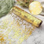 Chemin de table en maille fine a paillettes mtalliques dores, nappe en rouleau, fournitures de dcoration, ...