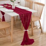 Chemin de table en mousseline de soie, dcoration de table de mariage, dcoration d'anniversaire, rouge, ...