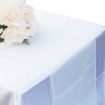 Chemin de table en organza blanc pour mariage, nappe, housse de chaise, ceinture, dcor de fte, sarcelle ...