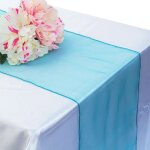 Chemin de table en organza blanc pour mariage, nappe, housse de chaise, ceinture, dcor de fte, sarcelle ...