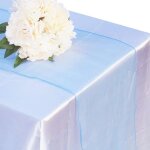 Chemin de table en organza blanc pour mariage, nappe, housse de chaise, ceinture, dcor de fte, sarcelle ...