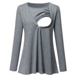 Chemisier a manches longues et col rond pour femme enceinte, vtement de maternit, couleur unie, hiver ...