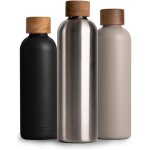 Cheng - bouteille isotherme d`eau 1l en acier inoxydable avec bouchon en bois d'acacia, gourde inox 1 ...