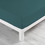 Cheng - douceur d'intrieur, drap housse (140 x 190 cm) linette ptrole, 100% coton