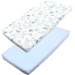 Cheng - draps housse pour lit bb enfant lot de 2, animaux marins / bleu, 60 x 120 cm