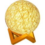 Cheng - lampe de nuit pour chambre a coucher lampe de table a boule en rotin branchement usb luminosit ...