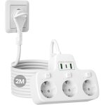 Cheng - multiprise 3 prises avec fiche plate, bloc 3 prises multiprise electrique avec interrupteur individuel ...