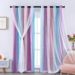 Cheng - xidi rideaux chambre enfant, rideaux occultants avec tulle dcoratif, motifs etoils, 86x183 ...