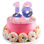 Chenquansarl - 16 ans bougies d'anniversaire, bougies d'anniversaire chiffres roses et violettes, bougies ...