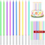 Chenquansarl - 20 pices bougies d'anniversaire, bougie longue couleur arc en ciel happy birthday cake ...