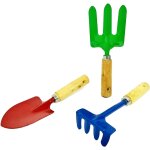 Chenquansarl - lot de 3 petits outils a main de jardin pour enfants avec poigne en bois robuste, outils ...