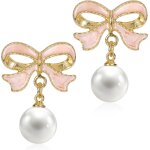 Chenquansarl - boucles d'oreilles en forme de n?ud rose, elégantes boucles d'oreilles pour femme, petite ... Chenquansarl - boucles d'oreilles en forme de n?ud rose, elégantes boucles d'oreilles pour femme, petite ...