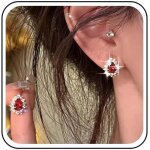 Chenquansarl - boucles d'oreilles a tige vintage en forme de goutte d'eau avec rubis ovale dcoup en ...