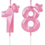 Chenquansarl - bougie anniversaire 18, bougie anniversaire rose avec couronne, gteau dcor 18 ans anniversai ...