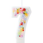 Chenquansarl - bougie d'anniversaire a 7 ans arc - en - ciel en forme de chiffre 7 avec perle colore ...