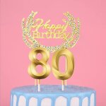 Chenquansarl - bougies d'anniversaire 80e, numro de bougie d'anniversaire dor, bougies de gteau numro ...