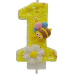 Chenquansarl - bougie d'anniversaire numro 1, dcoration d'anniversaire 1 an garon fille bougie jaune ...