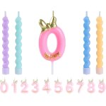 Chenquansarl - bougie d'anniversaire rose 0 avec n?ud papillon, bougie chiffre 0 avec 4 bougies en spirale ...